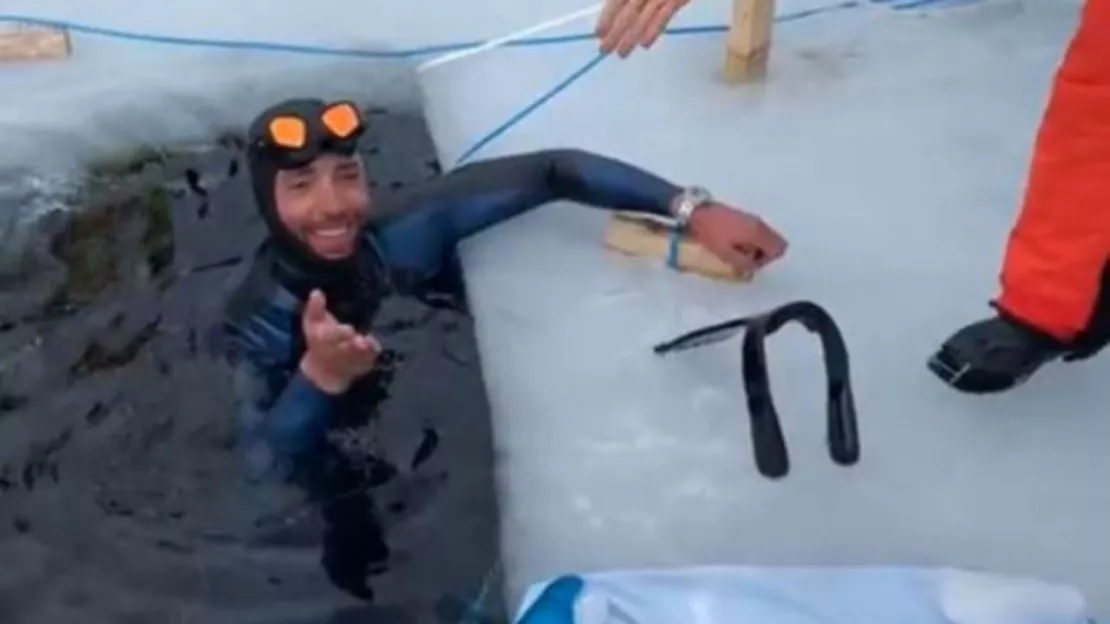 Ce Niçois a nagé 120 mètres en apnée sous la glace